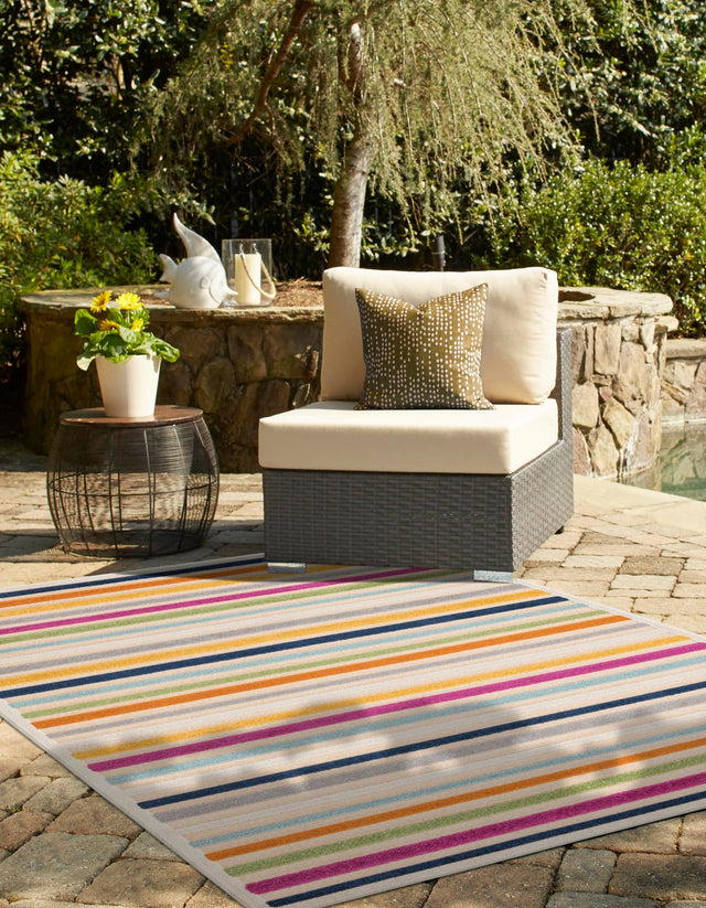 Beige 4' x 6' Aruba Outdoor Rectangle Area Rug Weather Resistant for Patio, Deck, Terrace, Balcony, Porch for Sale at Rug Engine