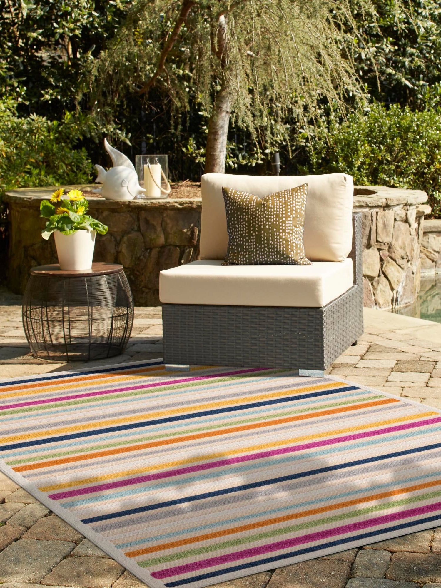 Beige 9' x 12' Aruba Outdoor Rectangle Area Rug Weather Resistant for Patio, Deck, Terrace, Balcony, Porch for Sale at Rug Engine