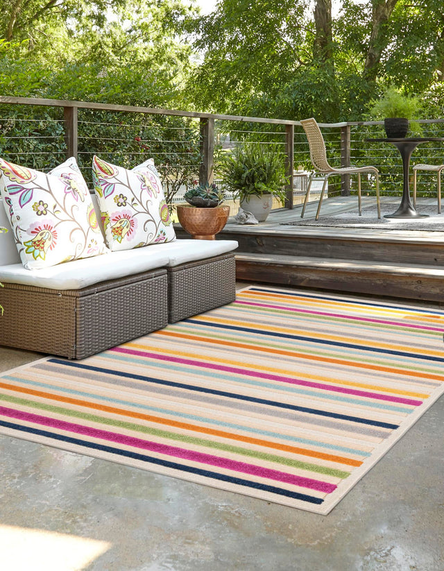 Beige 9' x 12' Aruba Outdoor Rectangle Area Rug Weather Resistant for Patio, Deck, Terrace, Balcony, Porch for Sale at Rug Engine