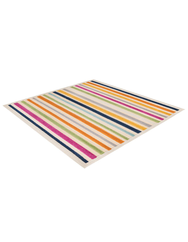 Beige 5' 3 x 5' 3 Aruba Outdoor Square Area Rug Weather Resistant for Patio, Deck, Terrace, Balcony, Porch for Sale at Rug Engine