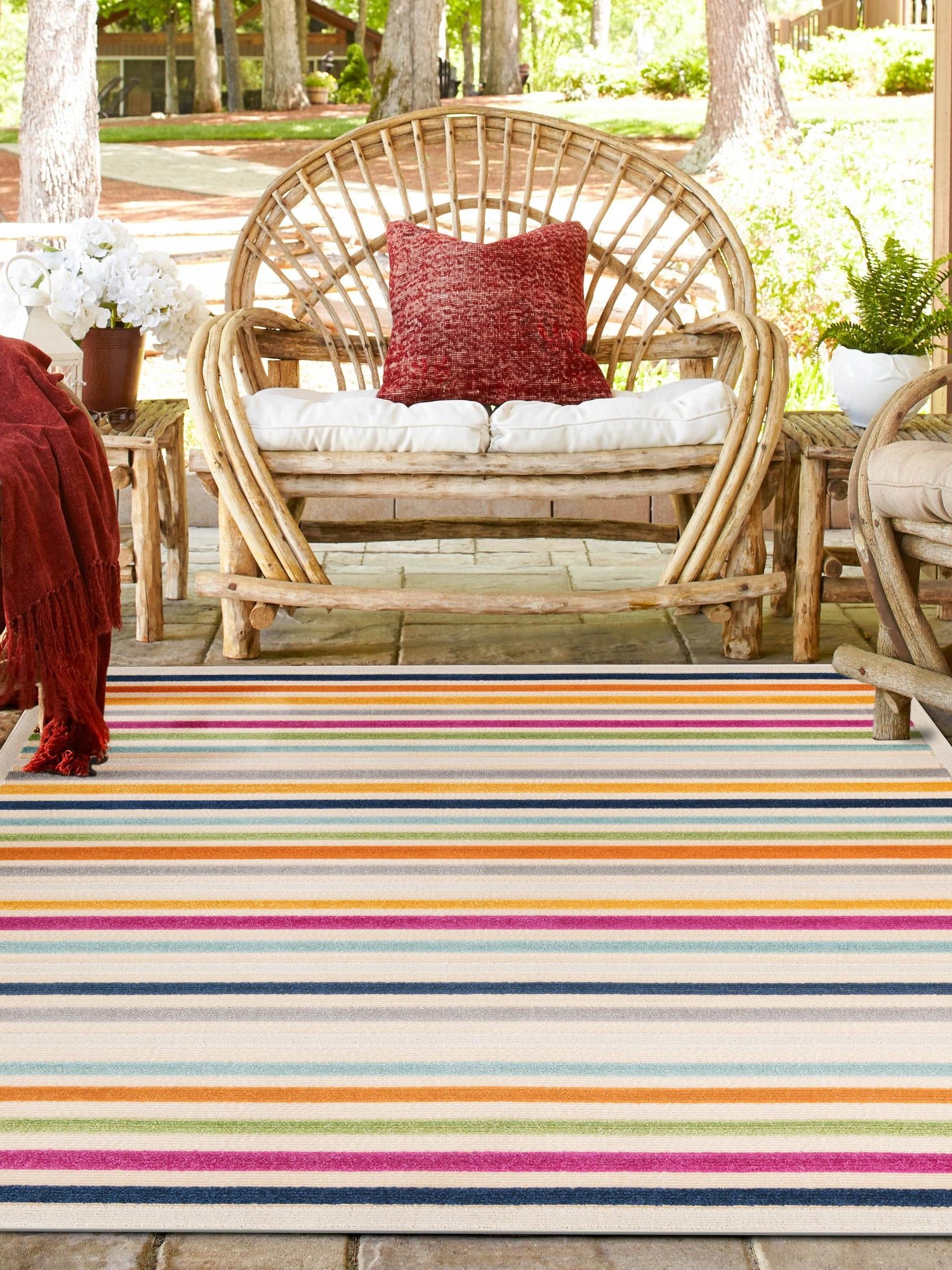 Beige 7' 10 x 7' 10 Aruba Outdoor Square Area Rug Weather Resistant for Patio, Deck, Terrace, Balcony, Porch for Sale at Rug Engine