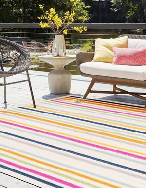 Beige 7' 10 x 7' 10 Aruba Outdoor Square Area Rug Weather Resistant for Patio, Deck, Terrace, Balcony, Porch for Sale at Rug Engine
