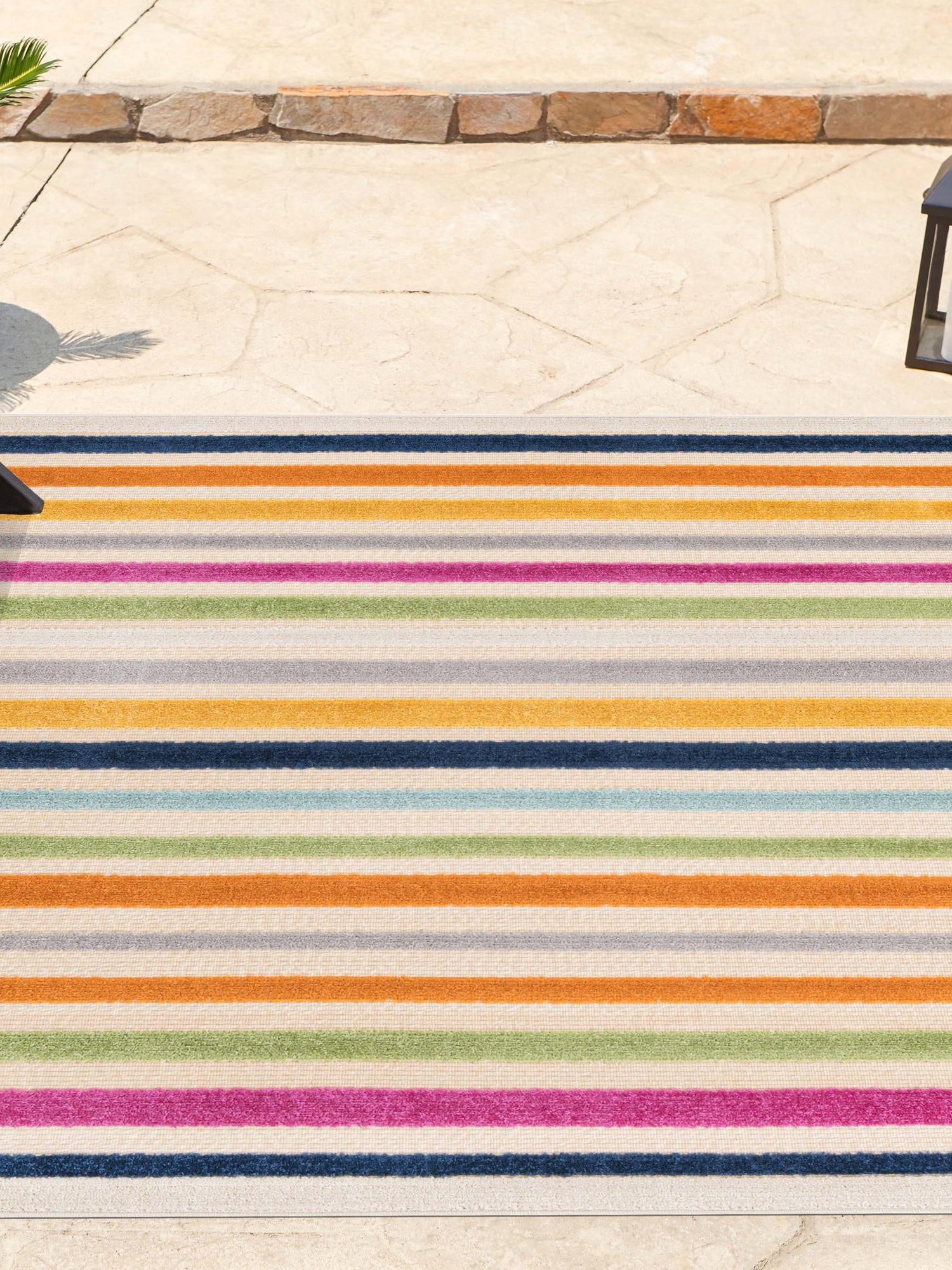 Beige 7' 10 x 7' 10 Aruba Outdoor Square Area Rug Weather Resistant for Patio, Deck, Terrace, Balcony, Porch for Sale at Rug Engine