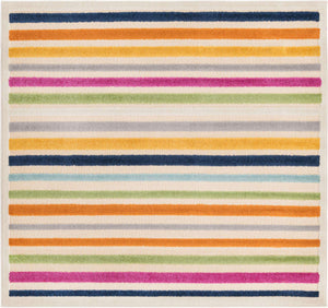 Beige 5' 3 x 5' 3 Aruba Outdoor Square Area Rug Weather Resistant for Patio, Deck, Terrace, Balcony, Porch for Sale at Rug Engine