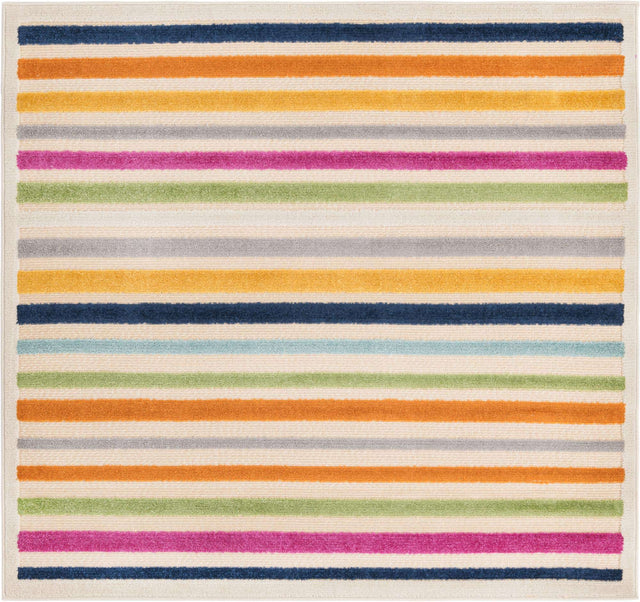 Beige 5' 3 x 5' 3 Aruba Outdoor Square Area Rug Weather Resistant for Patio, Deck, Terrace, Balcony, Porch for Sale at Rug Engine