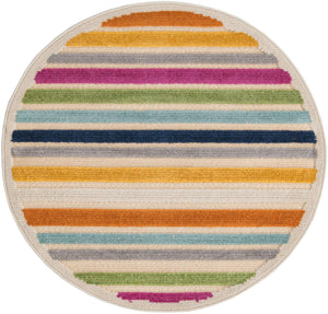 Beige 3' 3 x 3' 3 Aruba Outdoor Round Area Rug Weather Resistant for Patio, Deck, Terrace, Balcony, Porch for Sale at Rug Engine