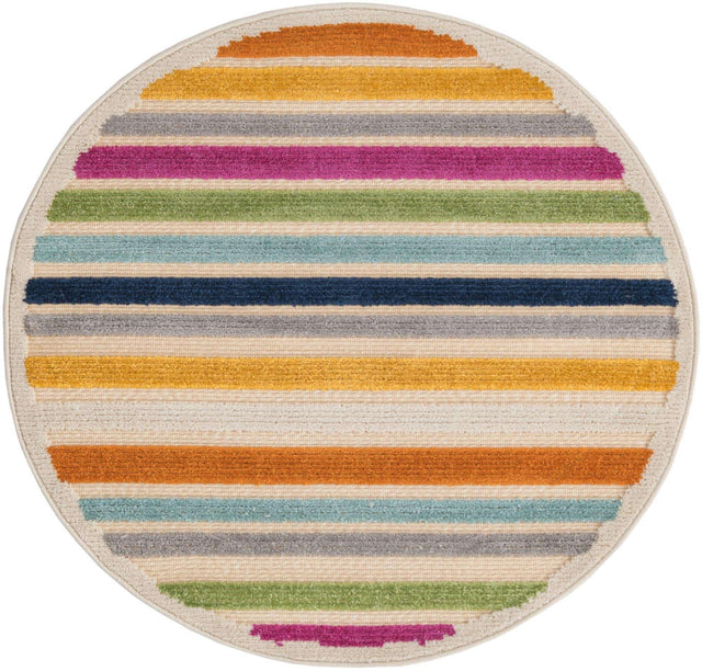 Beige 3' 3 x 3' 3 Aruba Outdoor Round Area Rug Weather Resistant for Patio, Deck, Terrace, Balcony, Porch for Sale at Rug Engine