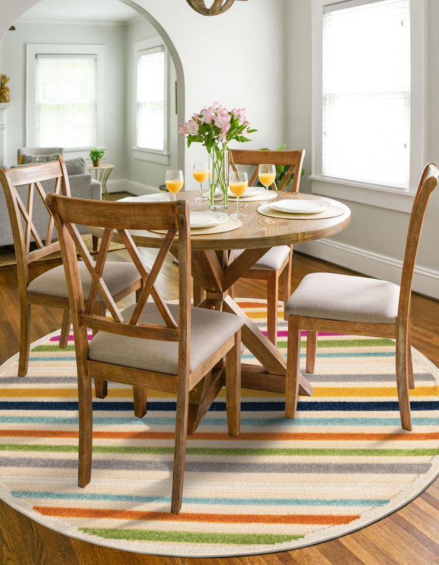 Beige 3' 3 x 3' 3 Aruba Outdoor Round Area Rug Weather Resistant for Patio, Deck, Terrace, Balcony, Porch for Sale at Rug Engine