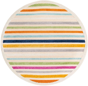 Beige 5' 3 x 5' 3 Aruba Outdoor Round Area Rug Weather Resistant for Patio, Deck, Terrace, Balcony, Porch for Sale at Rug Engine