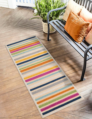 Beige 2' x 8' Aruba Outdoor Runner Area Rug Weather Resistant for Patio, Deck, Terrace, Balcony, Porch for Sale at Rug Engine