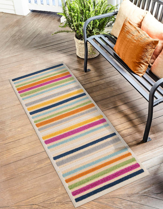 Beige 2' x 8' Aruba Outdoor Runner Area Rug Weather Resistant for Patio, Deck, Terrace, Balcony, Porch for Sale at Rug Engine