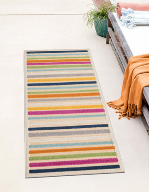 Beige 2' x 8' Aruba Outdoor Runner Area Rug Weather Resistant for Patio, Deck, Terrace, Balcony, Porch for Sale at Rug Engine