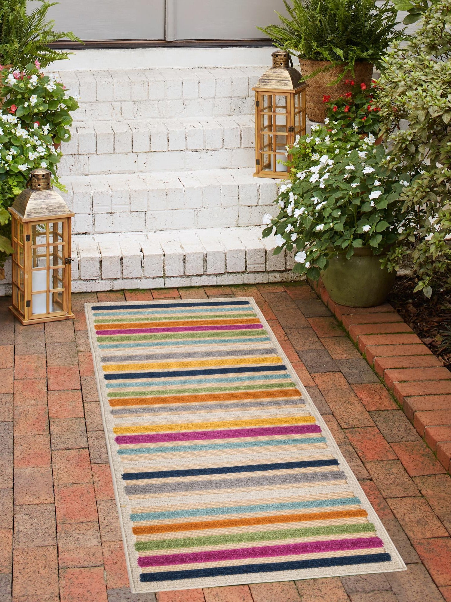 Beige 2' x 8' Aruba Outdoor Runner Area Rug Weather Resistant for Patio, Deck, Terrace, Balcony, Porch for Sale at Rug Engine