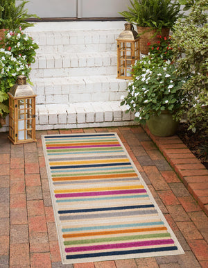 Beige 2' x 8' Aruba Outdoor Runner Area Rug Weather Resistant for Patio, Deck, Terrace, Balcony, Porch for Sale at Rug Engine