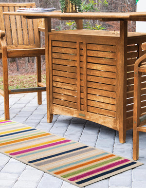 Beige 2' x 8' Aruba Outdoor Runner Area Rug Weather Resistant for Patio, Deck, Terrace, Balcony, Porch for Sale at Rug Engine