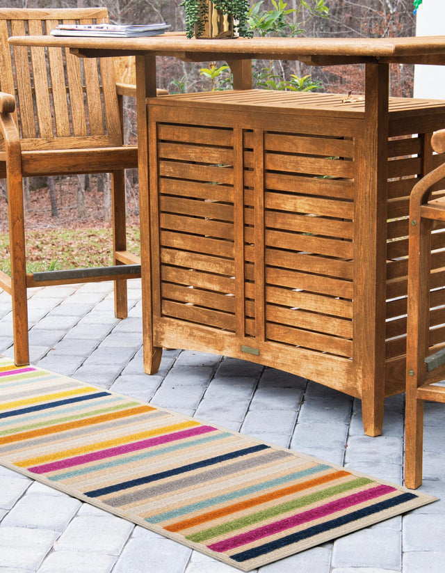 Beige 2' x 8' Aruba Outdoor Runner Area Rug Weather Resistant for Patio, Deck, Terrace, Balcony, Porch for Sale at Rug Engine