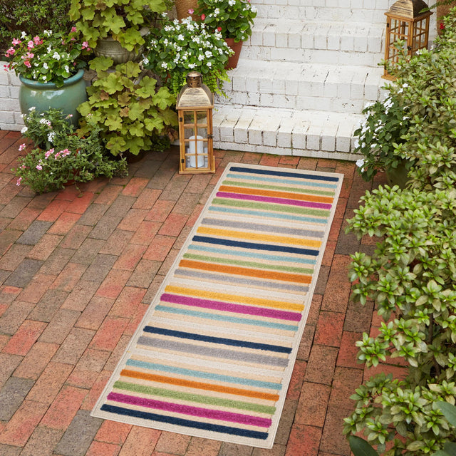 Beige 2' x 6' Aruba Outdoor Runner Area Rug Weather Resistant for Patio, Deck, Terrace, Balcony, Porch for Sale at Rug Engine