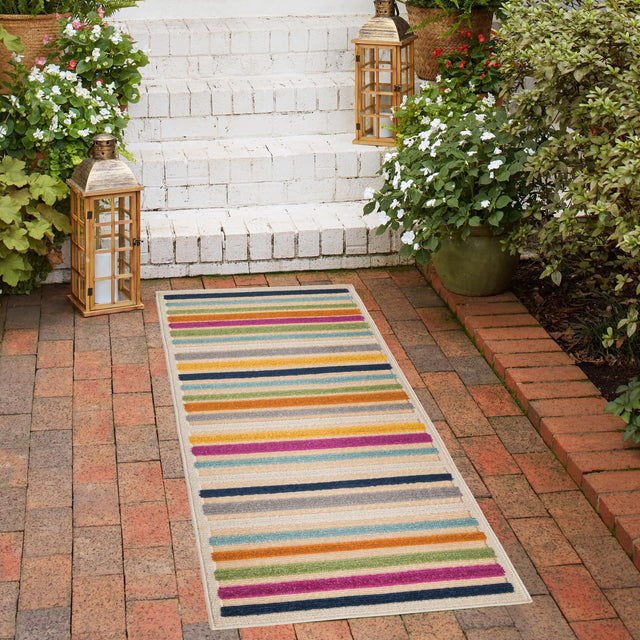 Beige 2' x 6' Aruba Outdoor Runner Area Rug Weather Resistant for Patio, Deck, Terrace, Balcony, Porch for Sale at Rug Engine