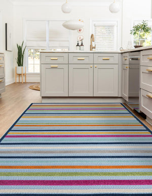 Blue 7' 10 x 10' Aruba Outdoor Rectangle Area Rug Weather Resistant for Patio, Deck, Terrace, Balcony, Porch for Sale at Rug Engine