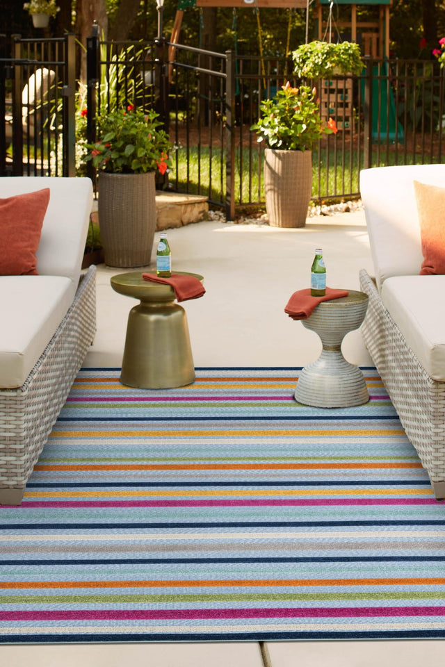Blue 5' 3 x 8' Aruba Outdoor Rectangle Area Rug Weather Resistant for Patio, Deck, Terrace, Balcony, Porch for Sale at Rug Engine