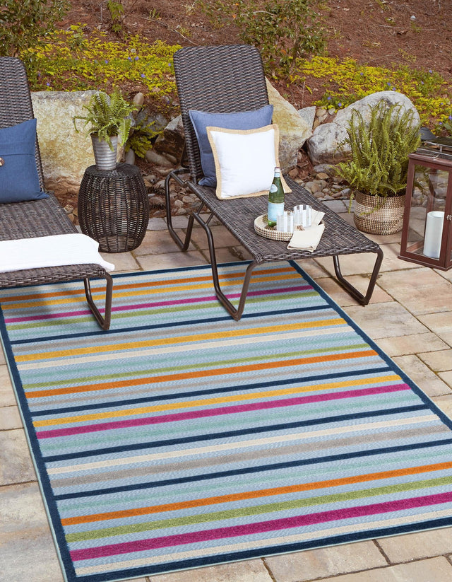Blue 4' x 6' Aruba Outdoor Rectangle Area Rug Weather Resistant for Patio, Deck, Terrace, Balcony, Porch for Sale at Rug Engine