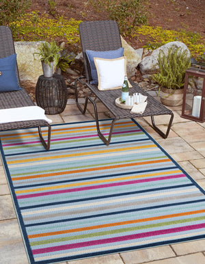 Blue 7' x 10' Aruba Outdoor Rectangle Area Rug Weather Resistant for Patio, Deck, Terrace, Balcony, Porch for Sale at Rug Engine