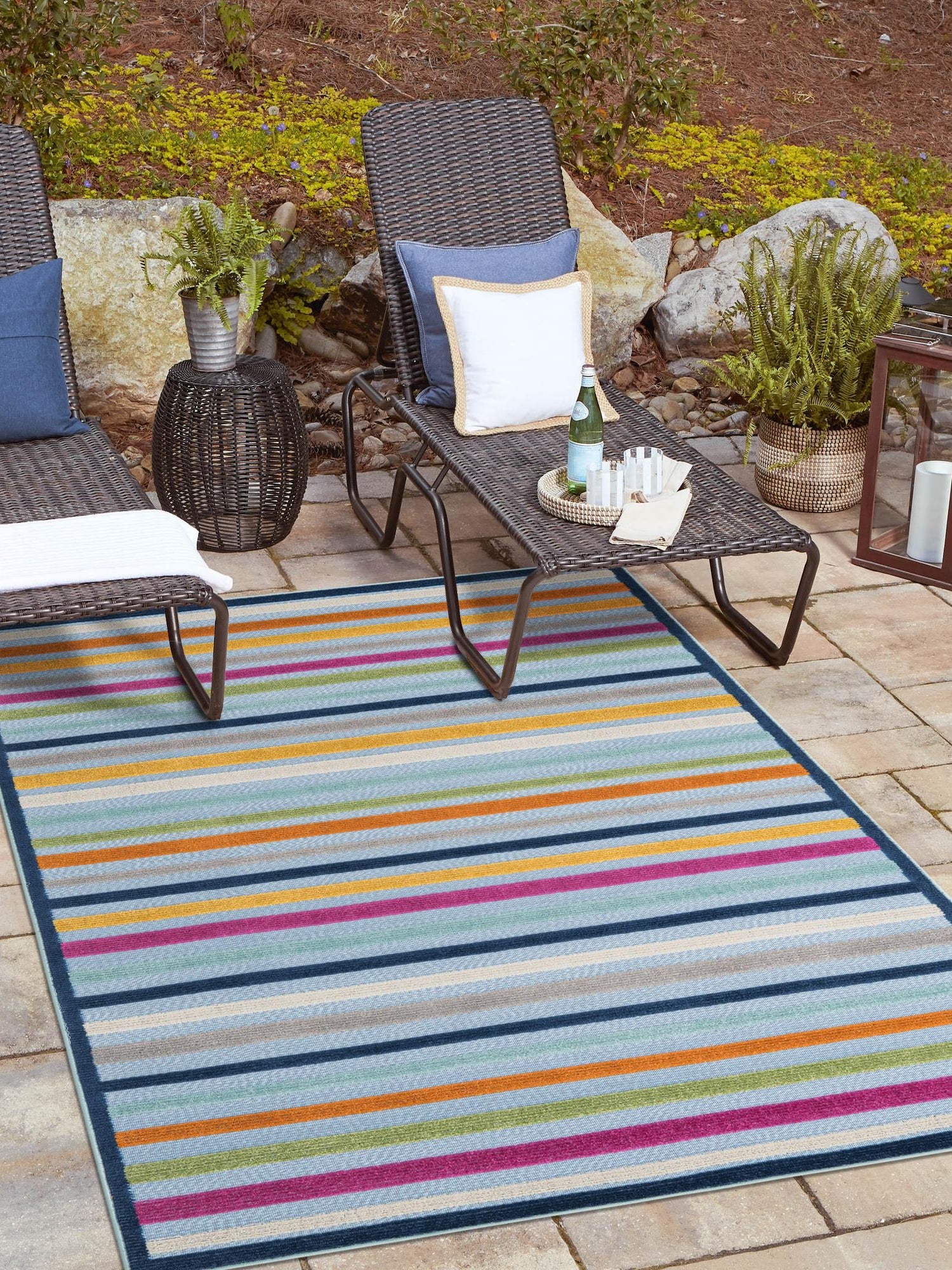Blue 5' 3 x 8' Aruba Outdoor Rectangle Area Rug Weather Resistant for Patio, Deck, Terrace, Balcony, Porch for Sale at Rug Engine