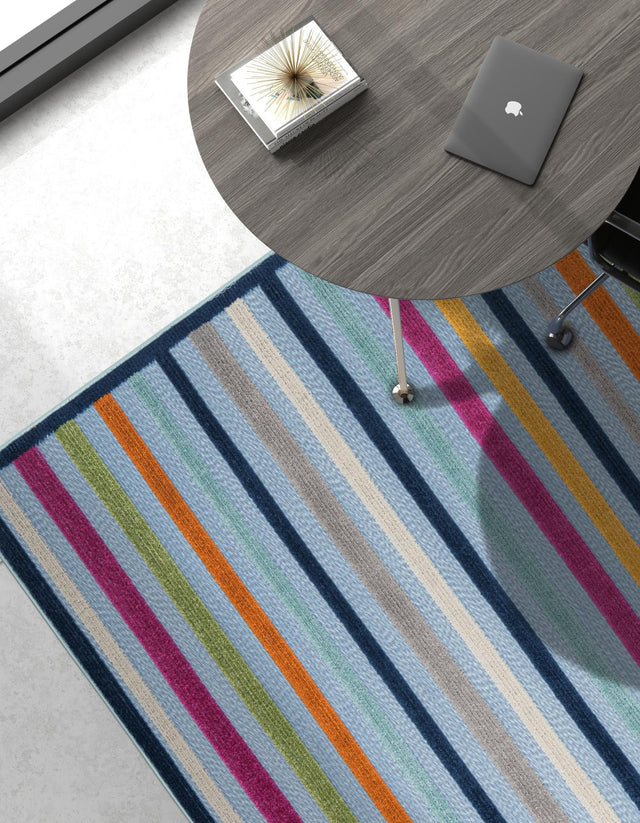 Blue 7' x 10' Aruba Outdoor Rectangle Area Rug Weather Resistant for Patio, Deck, Terrace, Balcony, Porch for Sale at Rug Engine