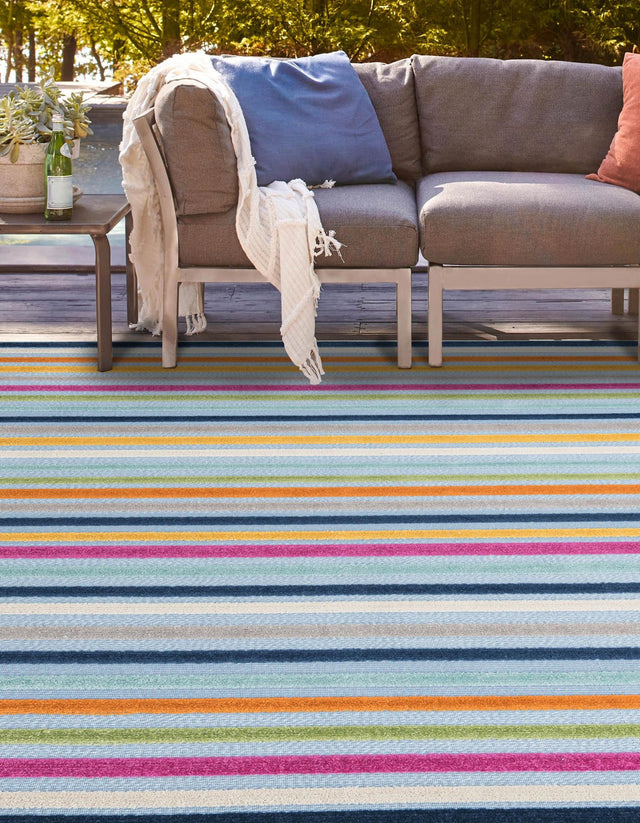 Blue 5' 3 x 5' 3 Aruba Outdoor Square Area Rug Weather Resistant for Patio, Deck, Terrace, Balcony, Porch for Sale at Rug Engine