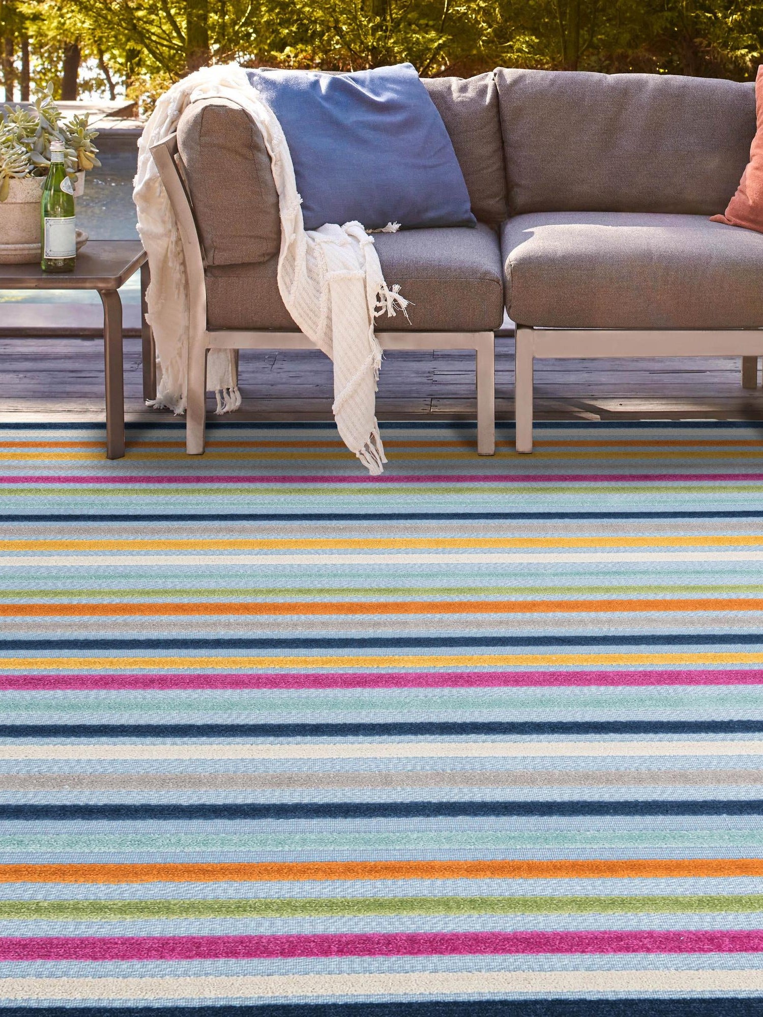 Blue 7' 10 x 7' 10 Aruba Outdoor Square Area Rug Weather Resistant for Patio, Deck, Terrace, Balcony, Porch for Sale at Rug Engine