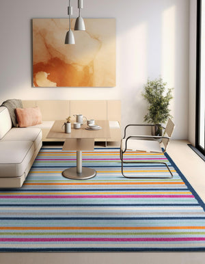 Blue 7' 10 x 7' 10 Aruba Outdoor Square Area Rug Weather Resistant for Patio, Deck, Terrace, Balcony, Porch for Sale at Rug Engine