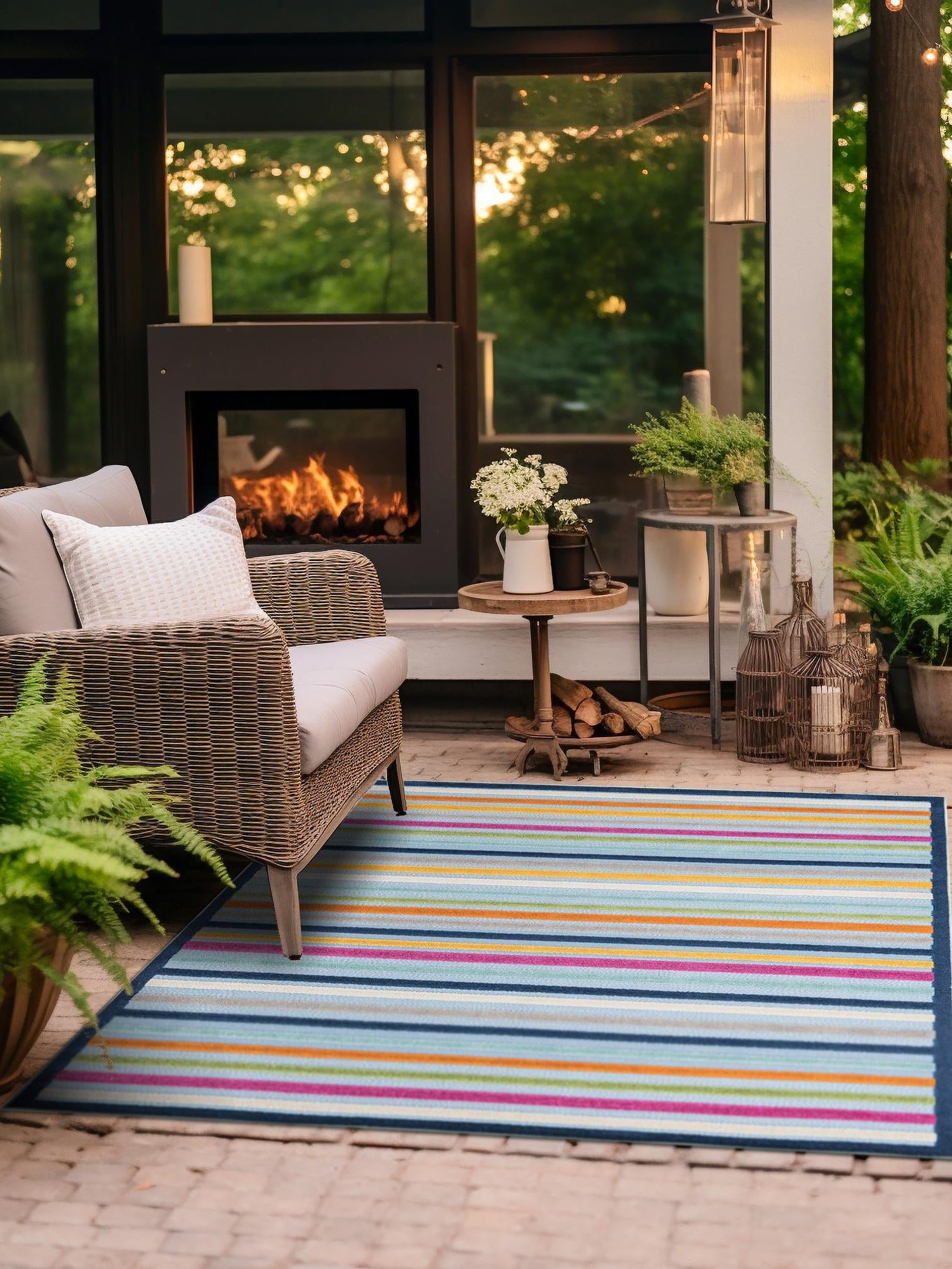 Blue 7' 10 x 7' 10 Aruba Outdoor Square Area Rug Weather Resistant for Patio, Deck, Terrace, Balcony, Porch for Sale at Rug Engine