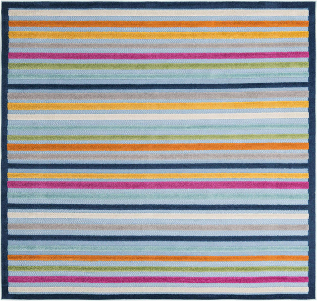 Blue 7' 10 x 7' 10 Aruba Outdoor Square Area Rug Weather Resistant for Patio, Deck, Terrace, Balcony, Porch for Sale at Rug Engine