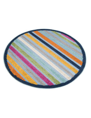 Blue 3' 3 x 3' 3 Aruba Outdoor Round Area Rug Weather Resistant for Patio, Deck, Terrace, Balcony, Porch for Sale at Rug Engine
