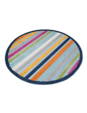 Blue 3' 3 x 3' 3 Aruba Outdoor Round Area Rug Weather Resistant for Patio, Deck, Terrace, Balcony, Porch for Sale at Rug Engine