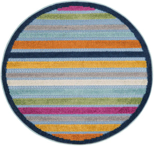 Blue 3' 3 x 3' 3 Aruba Outdoor Round Area Rug Weather Resistant for Patio, Deck, Terrace, Balcony, Porch for Sale at Rug Engine