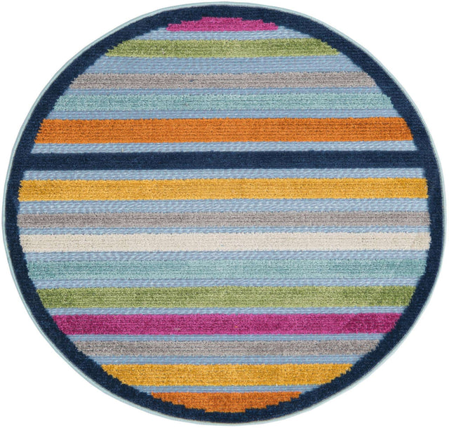 Blue 3' 3 x 3' 3 Aruba Outdoor Round Area Rug Weather Resistant for Patio, Deck, Terrace, Balcony, Porch for Sale at Rug Engine