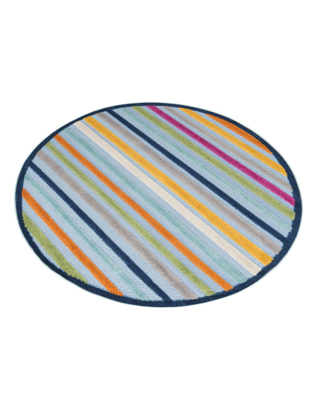 Blue 5' 3 x 5' 3 Aruba Outdoor Round Area Rug Weather Resistant for Patio, Deck, Terrace, Balcony, Porch for Sale at Rug Engine