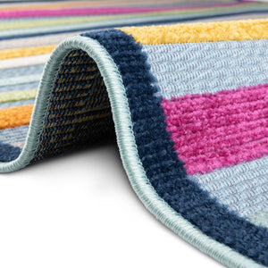 Blue 5' 3 x 5' 3 Aruba Outdoor Round Area Rug Weather Resistant for Patio, Deck, Terrace, Balcony, Porch for Sale at Rug Engine