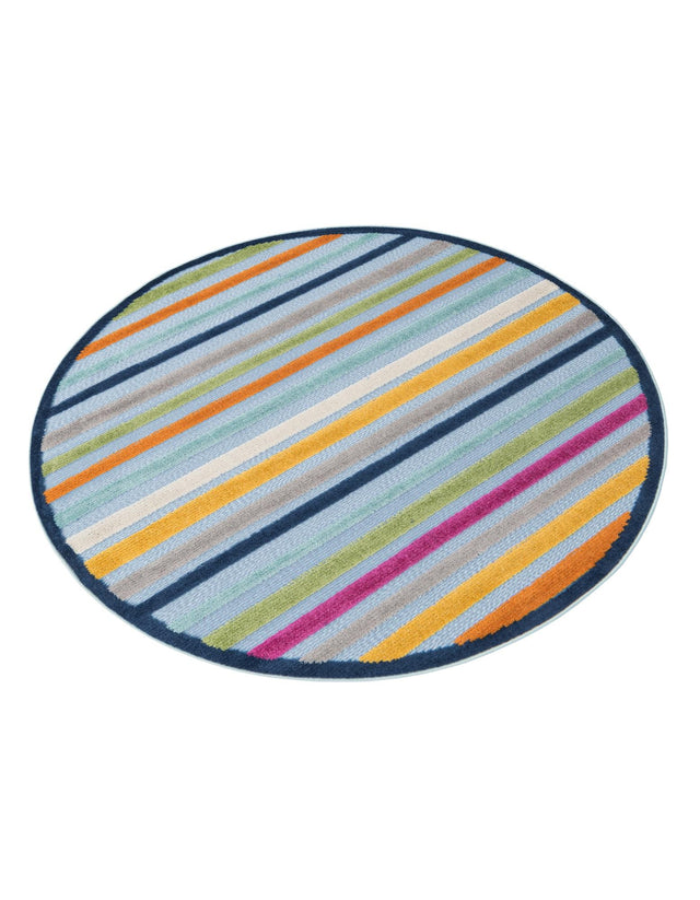 Blue 5' 3 x 5' 3 Aruba Outdoor Round Area Rug Weather Resistant for Patio, Deck, Terrace, Balcony, Porch for Sale at Rug Engine