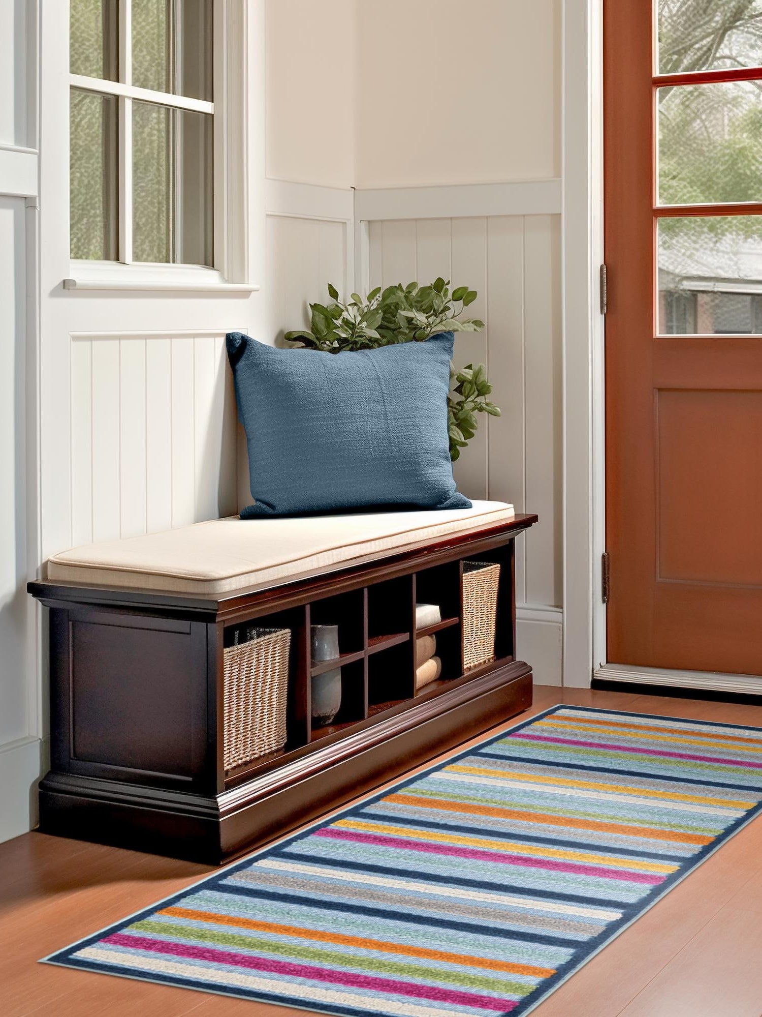 Blue 2' x 10' Aruba Outdoor Runner Area Rug Weather Resistant for Patio, Deck, Terrace, Balcony, Porch for Sale at Rug Engine