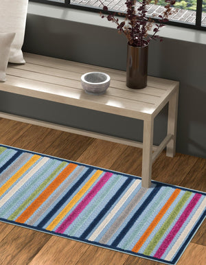 Blue 2' x 6' Aruba Outdoor Runner Area Rug Weather Resistant for Patio, Deck, Terrace, Balcony, Porch for Sale at Rug Engine