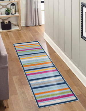 Blue 2' x 10' Aruba Outdoor Runner Area Rug Weather Resistant for Patio, Deck, Terrace, Balcony, Porch for Sale at Rug Engine