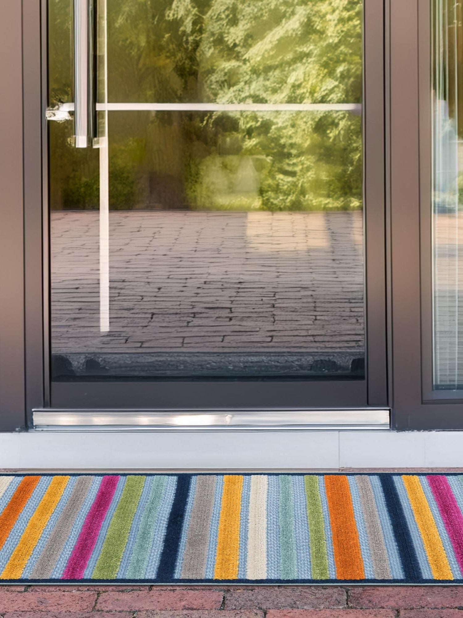 Blue 2' x 10' Aruba Outdoor Runner Area Rug Weather Resistant for Patio, Deck, Terrace, Balcony, Porch for Sale at Rug Engine