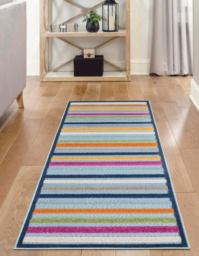 Blue 2' x 10' Aruba Outdoor Runner Area Rug Weather Resistant for Patio, Deck, Terrace, Balcony, Porch for Sale at Rug Engine