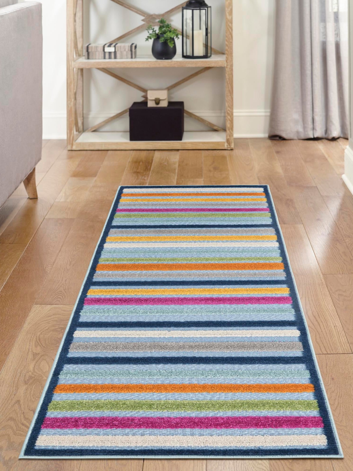 Blue 2' x 8' Aruba Outdoor Runner Area Rug Weather Resistant for Patio, Deck, Terrace, Balcony, Porch for Sale at Rug Engine
