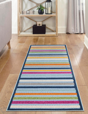 Blue 2' x 8' Aruba Outdoor Runner Area Rug Weather Resistant for Patio, Deck, Terrace, Balcony, Porch for Sale at Rug Engine