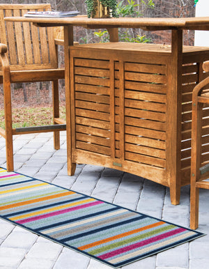 Blue 2' x 10' Aruba Outdoor Runner Area Rug Weather Resistant for Patio, Deck, Terrace, Balcony, Porch for Sale at Rug Engine