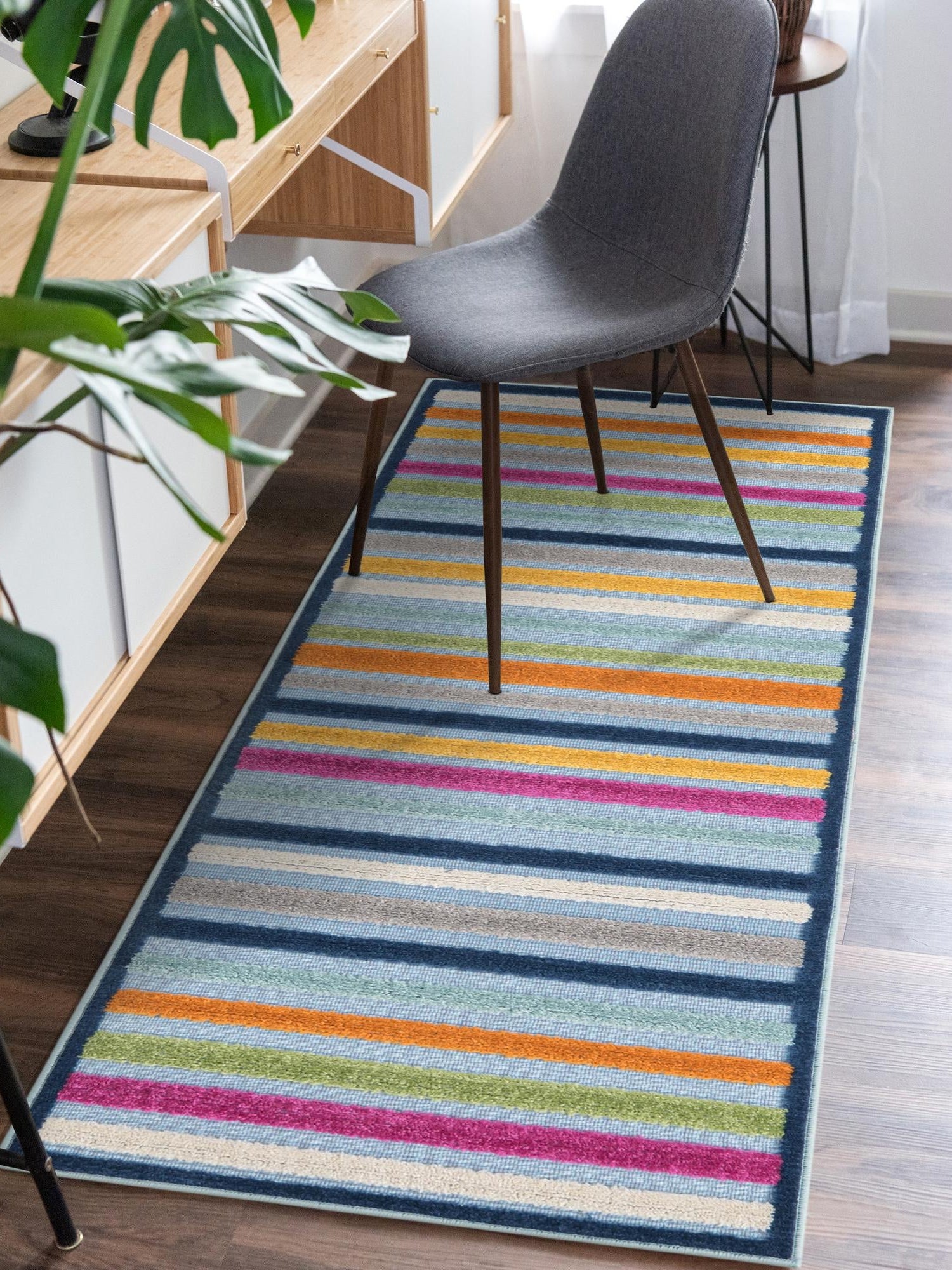 Blue 2' x 10' Aruba Outdoor Runner Area Rug Weather Resistant for Patio, Deck, Terrace, Balcony, Porch for Sale at Rug Engine
