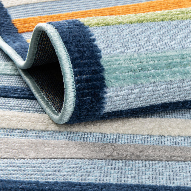 Blue 2' x 10' Aruba Outdoor Runner Area Rug Weather Resistant for Patio, Deck, Terrace, Balcony, Porch for Sale at Rug Engine